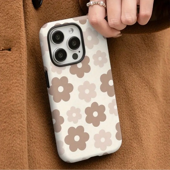 Apple iPhone Phone Case TPU Layered Case Beige Flowers Drop Proof Durable - Picture 3 of 7